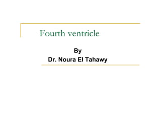 Fourth ventricle
          By
  Dr. Noura El Tahawy
 