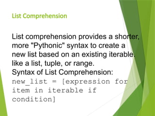 Comprehensive Guide to Python Lists and Dictionaries for Beginners | PPTX