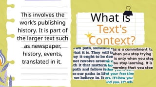 Extensive Text Context Example Four Types of Context - 21st Century Literature | PPTX
