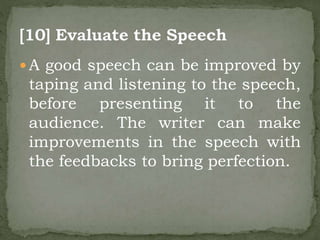 Four types of public speaking and Useful Speech Writing Tips | PPTX