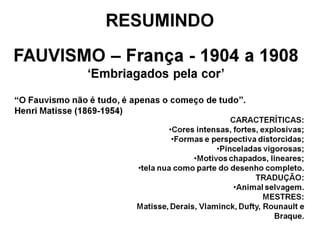 ARTE - Ensino Médio, 1ª Série
MODERNISMO: características, manifestações e movimentos
 