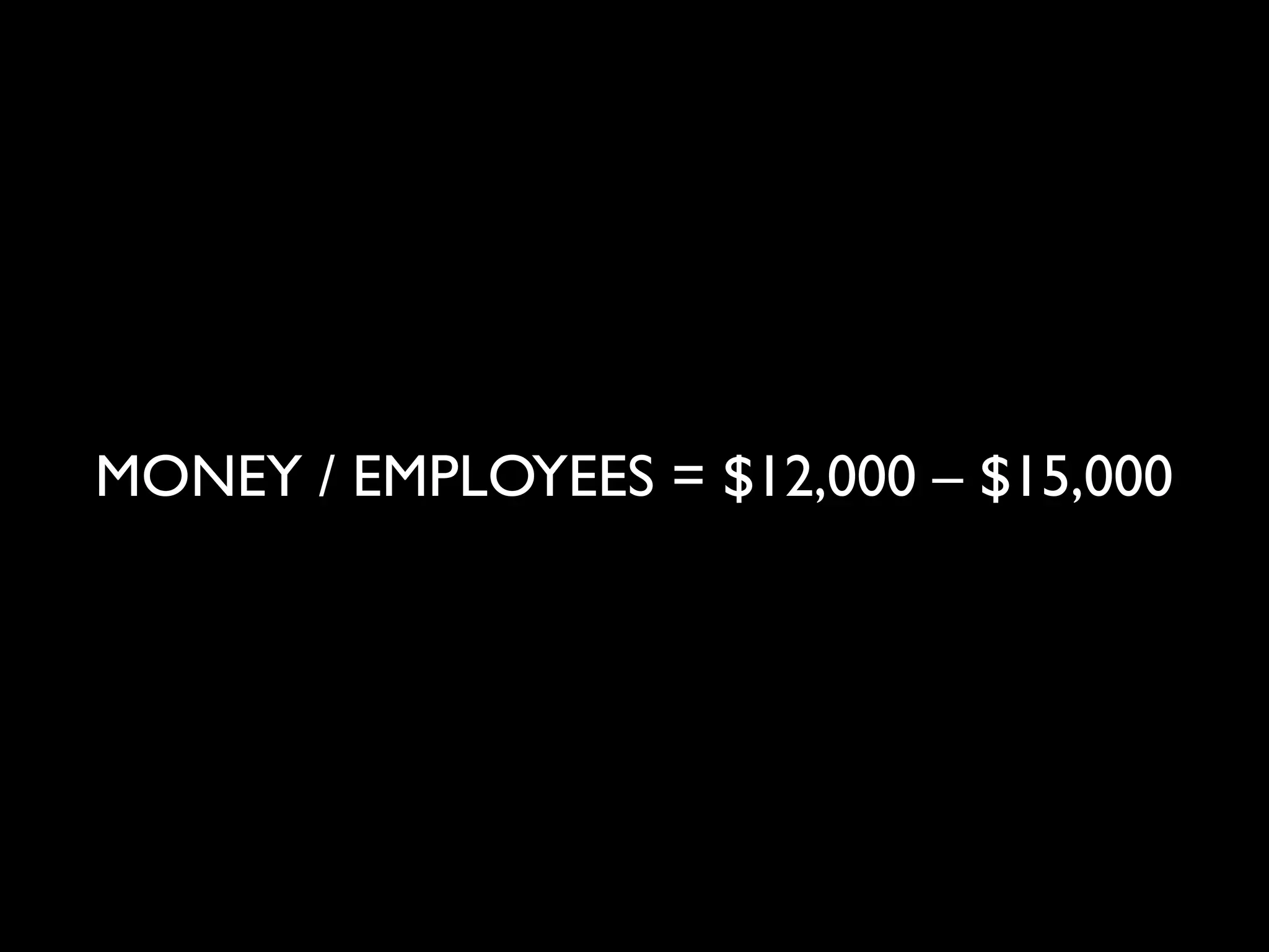 MONEY / EMPLOYEES = $12,000 – $15,000
 