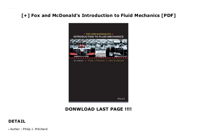 Fox And Mcdonald's Introduction To Fluid Mechanics Pdf