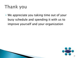 We appreciate you taking time out of your busy schedule and spending it with us to improve yourself and your organization 