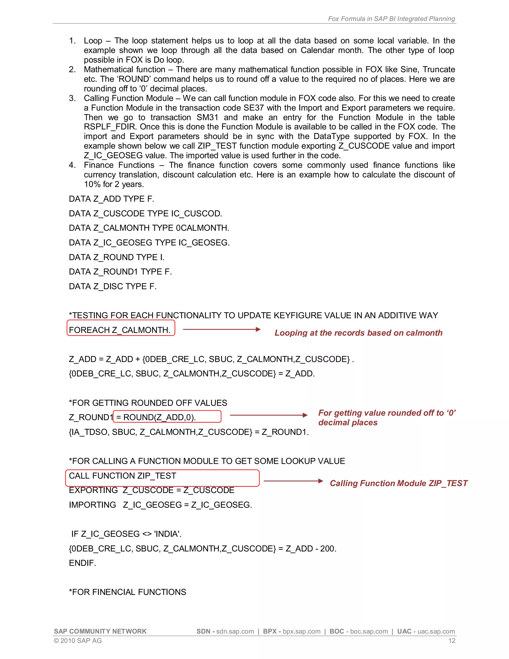 Fox formula in sap bi integrated planning | PDF