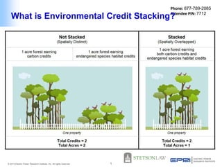Phone: 877-789-2085
Attendee PIN: 7712

What is Environmental Credit Stacking?

© 2014 Electric Power Research Institute, Inc. All rights reserved.

1

 