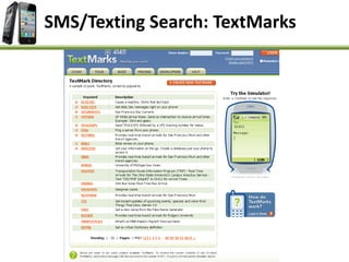 SMS/Texting Search: TextMarks
 