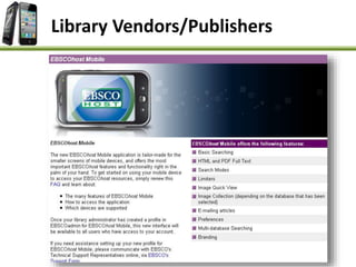 Library Vendors/Publishers
 