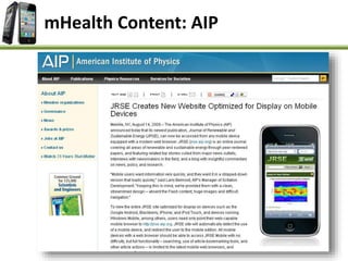 mHealth Content: AIP
 