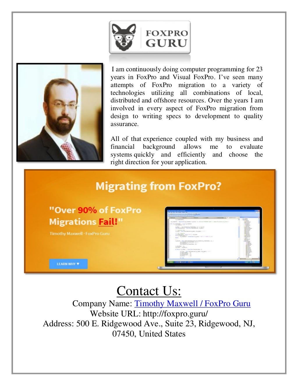 FoxPro Guru Visual Foxpro To NET Migration Service