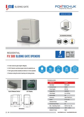 Foxtech Catalogue Foxtech.uk brochure data sheet _ Automatic gates | PDF