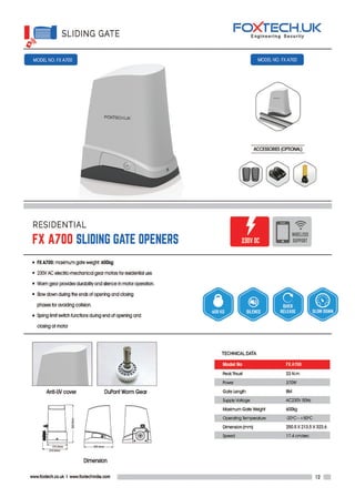 Foxtech Catalogue Foxtech.uk brochure data sheet _ Automatic gates | PDF