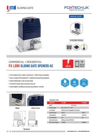 Foxtech Catalogue Foxtech.uk brochure data sheet _ Automatic gates | PDF