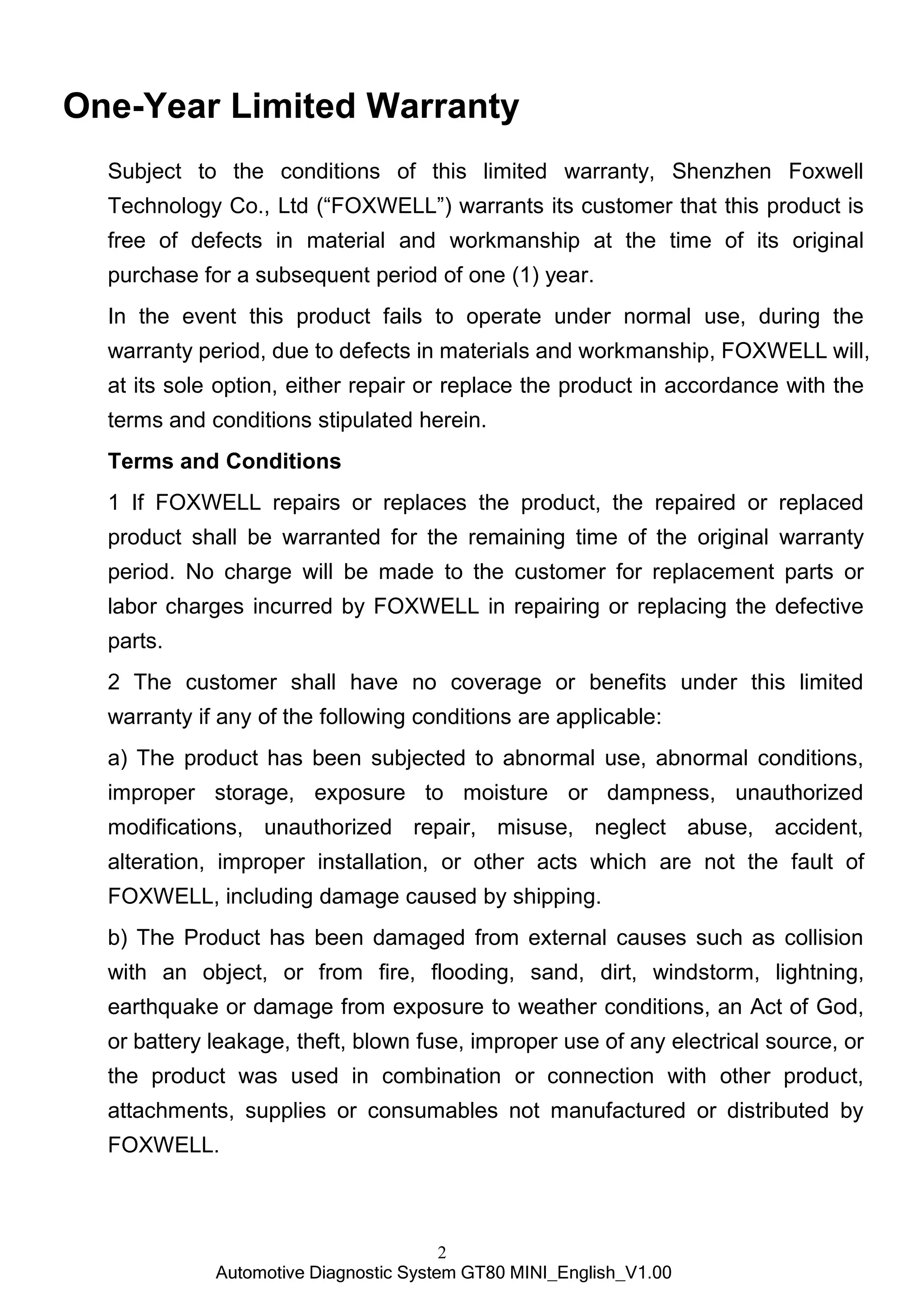 Foxwell GT80 mini user manual obdii365 | PDF