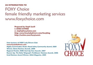 Foxy Choice Dealership Intro Booklet