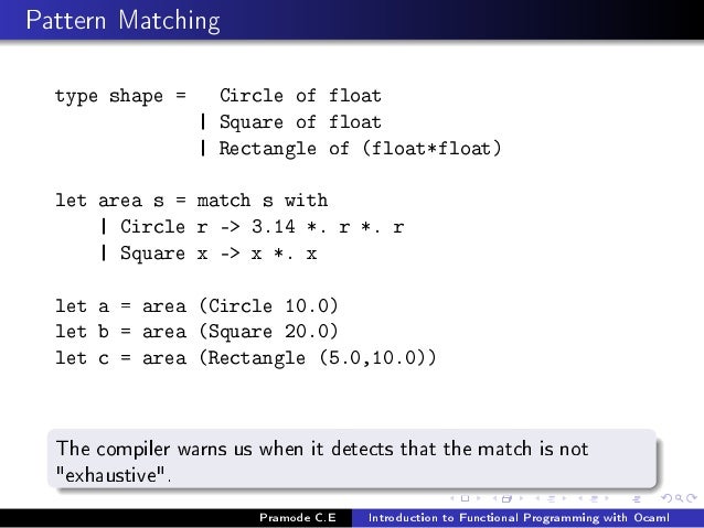 Pattern Matching Failed Ocaml | introduction to functional programming using ocaml Pattern Matching Failed Ocaml | introduction to functional programming using ocaml