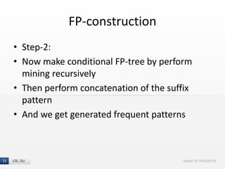 Frequent Pattern Growth Algorithm (FP growth method) | PPT