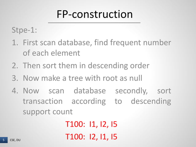 Frequent Pattern Growth Algorithm (FP growth method) | PPT