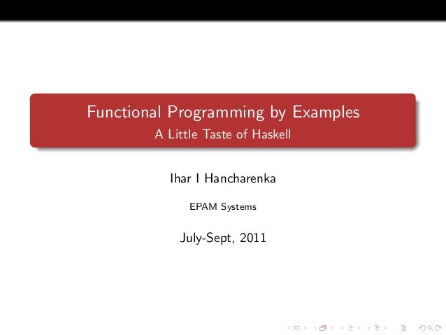 functional programming by examples