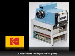 Kodak: world’s ﬁrst digital camera (1975)
 