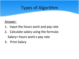 2.3 Apply the different types of algorithm to solve problem | PPT ...