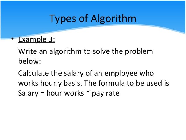 2.3 Apply the different types of algorithm to solve problem
