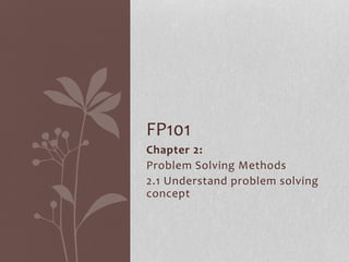 Chapter 2:
Problem Solving Methods
2.1 Understand problem solving
concept
FP101
 
