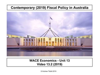 Contemporary (2019) Fiscal Policy in Australia
WACE Economics - Unit 13
Video 13.2 (2019)
© Andrew Tibbitt 2019
 