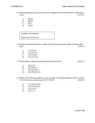 Computer Networking Paper FP 303 COMPUTER NETWORK FINAL PAPER JUNE 2012 | PDF