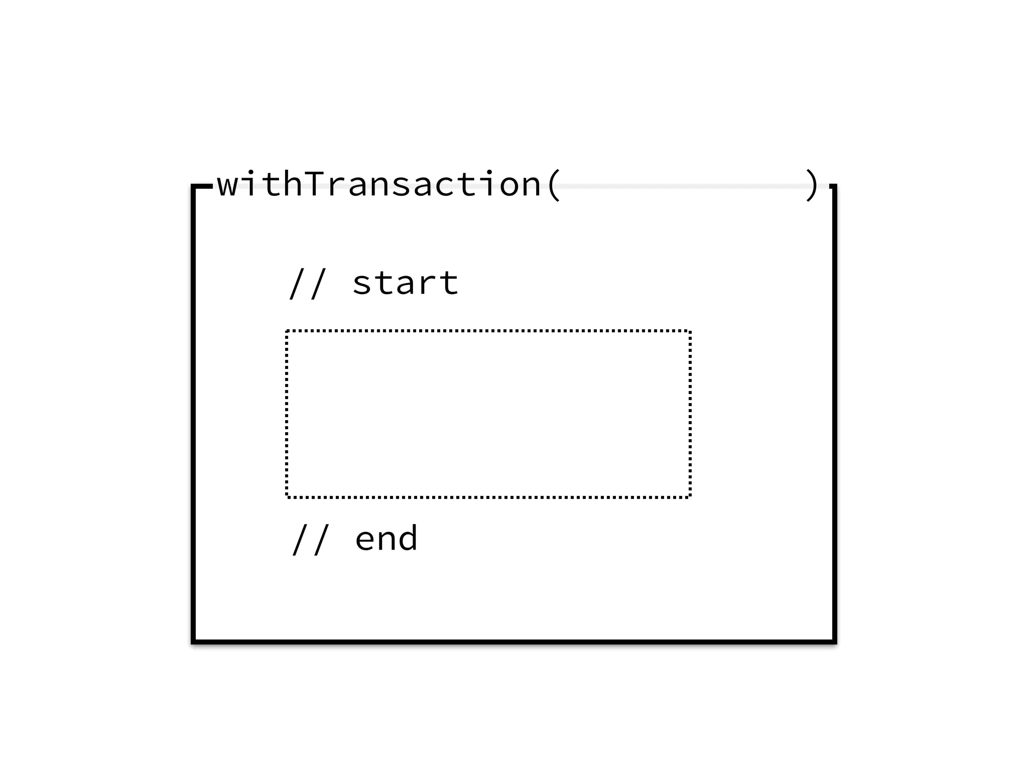 withTransaction( ) 
// start 
// end 
 