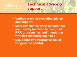 Overview of CGIAR research for improving post-crisis relief, recovery and rehabilitation: lessons from recent experiences