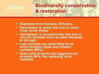 Overview of CGIAR research for improving post-crisis relief, recovery and rehabilitation: lessons from recent experiences