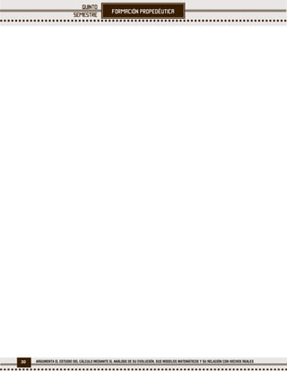 30 ARGUMENTA EL ESTUDIO DEL CÁLCULO MEDIANTE EL ANÁLISIS DE SU EVOLUCIÓN, SUS MODELOS MATEMÁTICOS Y SU RELACIÓN CON HECHOS REALES
 