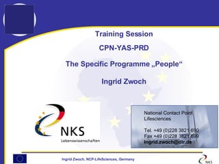 Training Session CPN-YAS-PRD The Specific Programme „People“ Ingrid Zwoch ,[object Object],[object Object],[object Object],[object Object],[object Object]