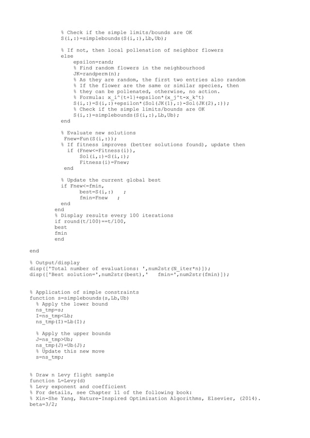 Flower Pollination Algorithm (matlab code)