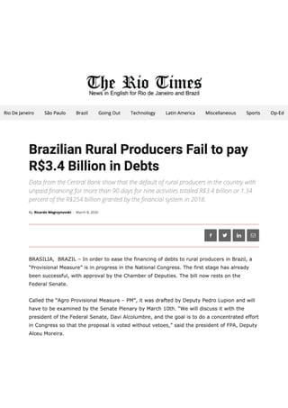 Agricultores brasileiros endividados
