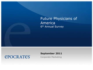 Future Physicians of America6th Annual Survey September 2011 Corporate Marketing 