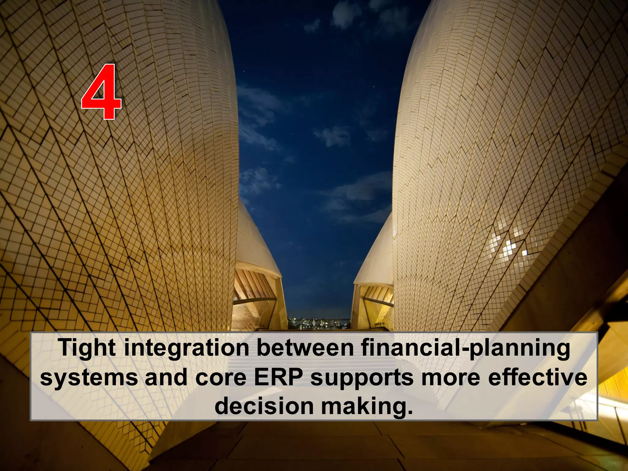 © 2015   SAP   SE  or  an  SAP   affiliate  company.   All  rights  reserved. 11Internal
Tight  integration  between  financial-­planning  
systems  and  core  ERP  supports  more  effective  
decision  making.  
 