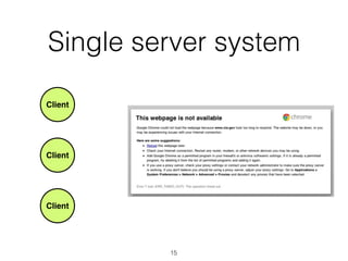 Single server system
Client
Client
Client
Server
15
 