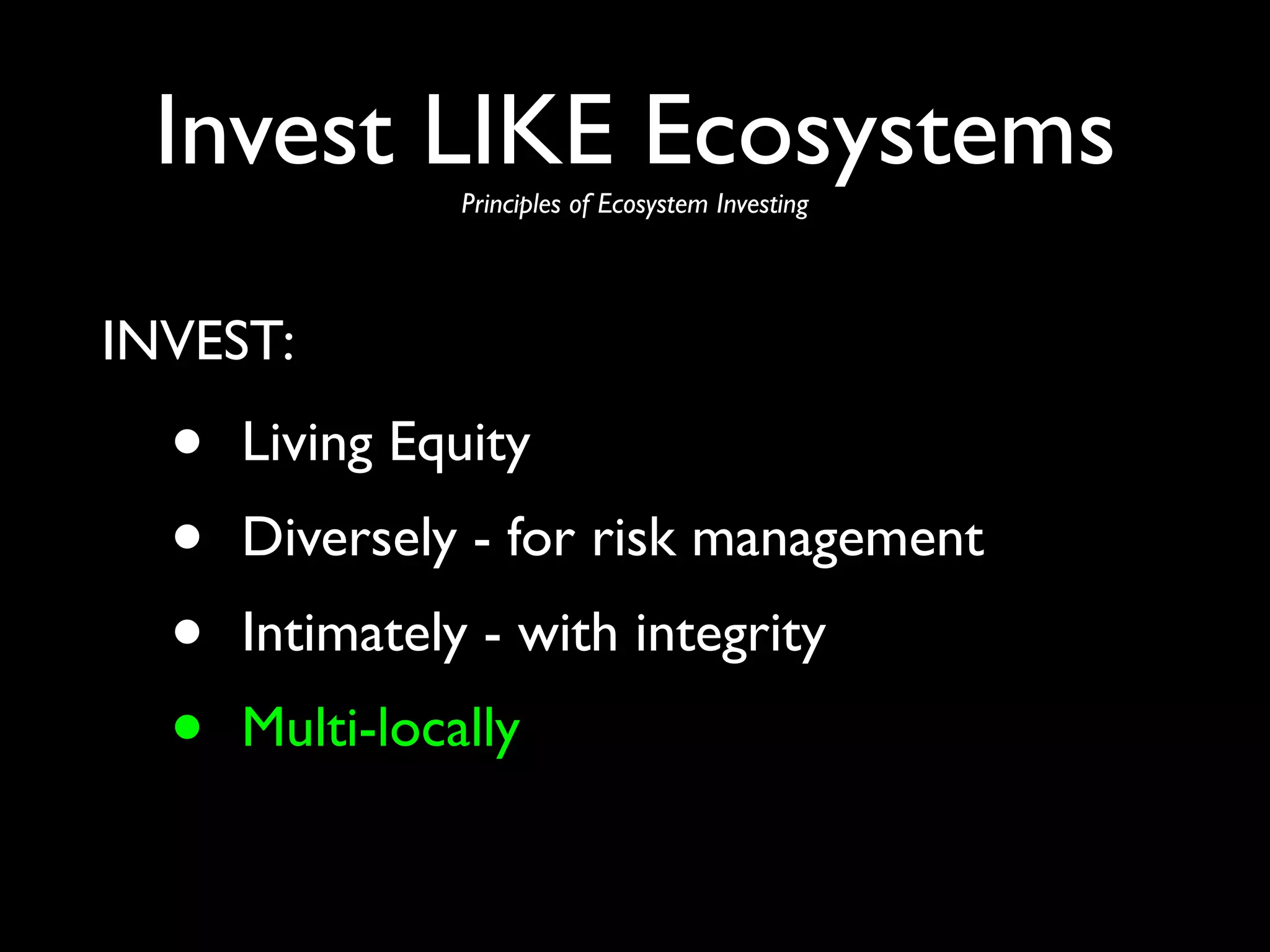 Financial Permaculture & Ecosystem Investing