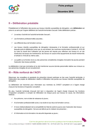 dérogations travaux interdits mineurs CDG | PDF