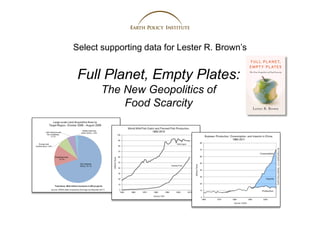 Select supporting data for Lester R. Brown’s


 Full Planet, Empty Plates:
       The New Geopolitics of
           Food Scarcity
 