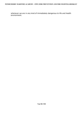 Fire prevention and Fire Fighting(FPFF)