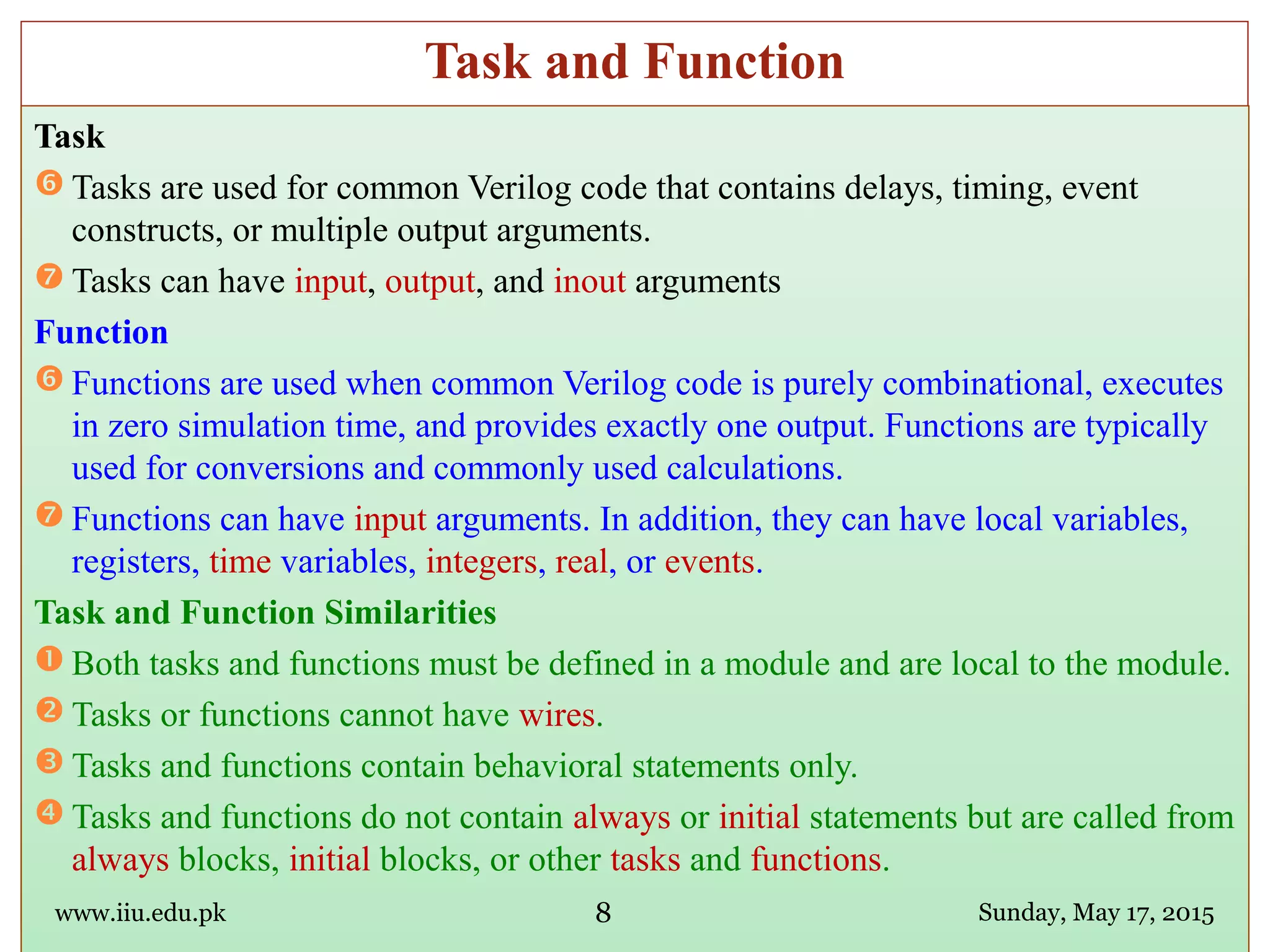 Fpga 13-task-and-functions | PPT | Programming Languages | Computing