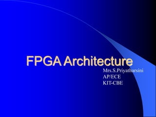 FPGA Architecture
Mrs.S.Priyatharsini
AP/ECE
KIT-CBE
 