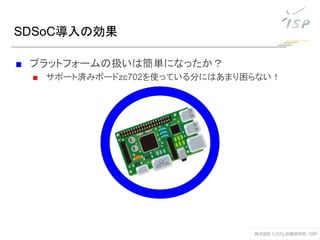 SDSoC導入の効果
■ プラットフォームの扱いは簡単になったか？
■ サポート済みボードzc702を使っている分にはあまり困らない！
 
