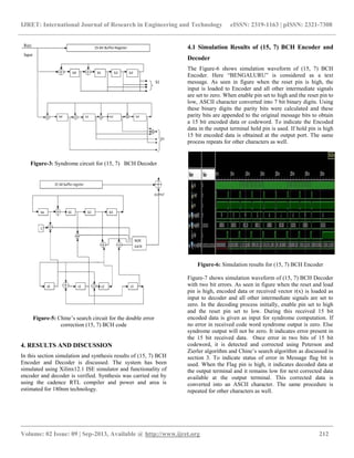 Fpga implementation of (15,7) bch encoder and decoder for text message ...