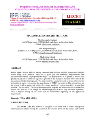 Ahb Specification.pdf Fpga implemented ahb protocol | PDF