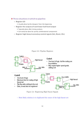 Figure 2.3: Pipeline Registers
Figure 2.4: Registering High Fanout Signals
– Most likely solution is to duplicated the source of the high fanout net
51
 