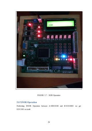 28
FIGURE 5.7 : XOR Operation
5.8 XNOR Operation
Performing XNOR Operation between A=00010100 and B=01010001 we get
01011001 as result
 